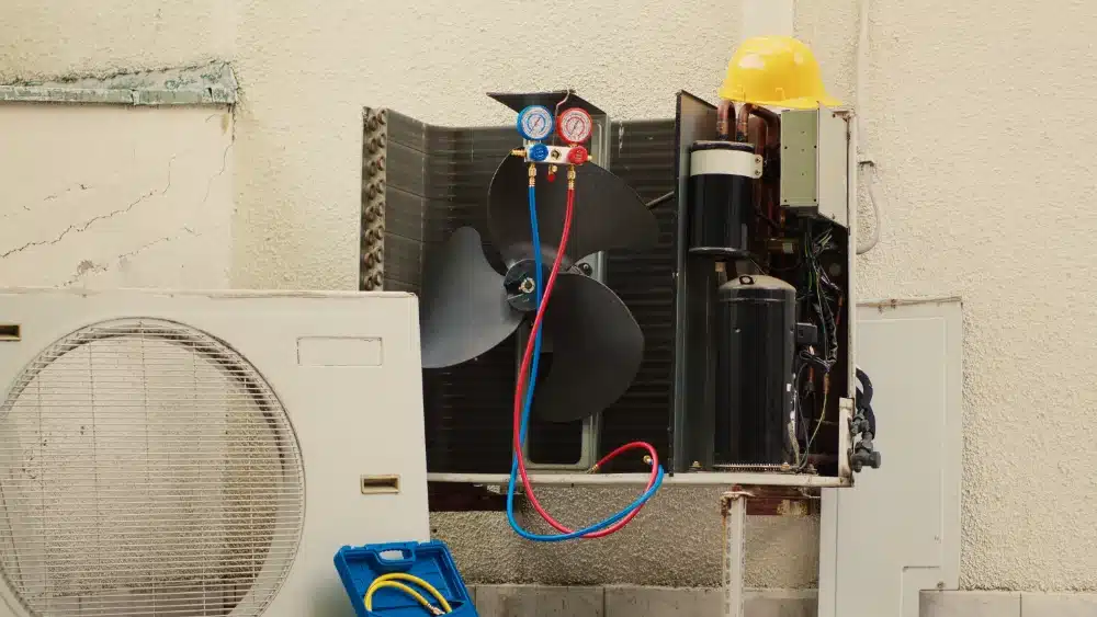 damaged external air cooling unit