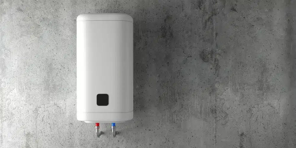 modern slim white electric water heater concrete wall